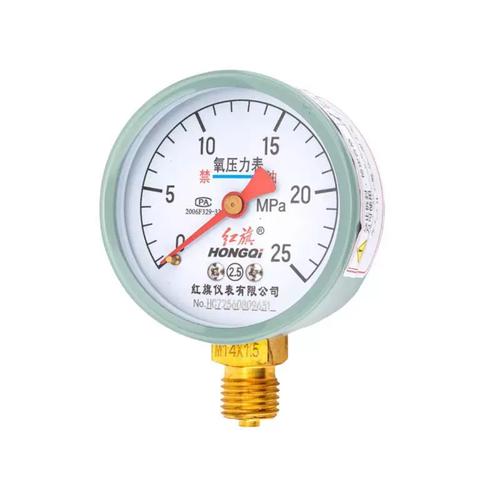 红旗仪表yo-60氧气压力表禁油2.5级0-25mpa径向各种气体压力表*